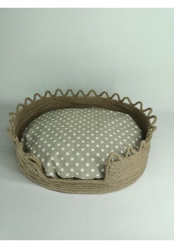 Patimine Tasarım 40 x 40 cm Sepet Kedi Yatağı Bej - Krem