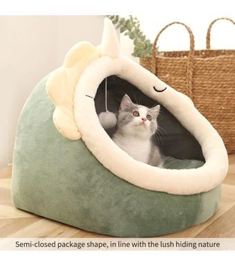 Hallow Yıkanabilir 33 x 18 x 8 cm Üstü Kapalı Kedi Yatağı Sarı