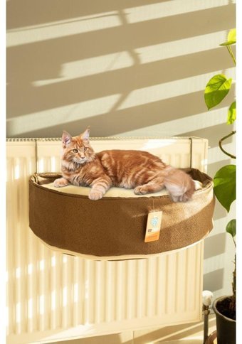 Bypet Kalorifer Kedi Yatağı Kahverengi - Krem