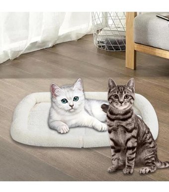 Magideal Suntek Yıkanabilir 46 x 32 cm Sepet Kedi Yatağı Beyaz