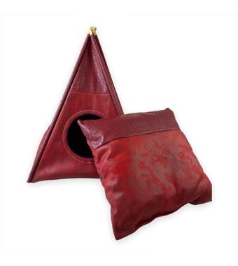 Kemique Tepee Three 56 x 42 cm Üstü Kapalı Kedi Yatağı Siyah - Yeşil