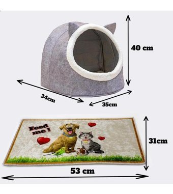 Alas 53 x 30 cm Üstü Kapalı Kedi Yatağı Gri