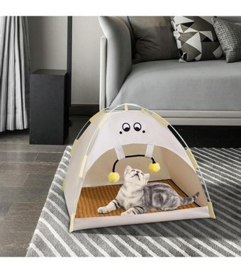 Magideal Suntek 48 x 48 x 42 cm Üstü Kapalı Kedi Yatağı Beyaz