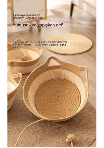 Eternal Luck 45 x 15 cm Sepet Kedi Yatağı Bej