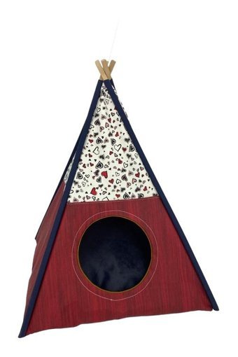 Kemique Tepee SixtyTwo 56 x 42 cm Üstü Kapalı Kedi Yatağı Siyah - Yeşil
