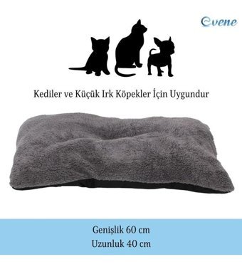 Evene Yıkanabilir 60 x 40 cm Sepet Kedi Yatağı Gri