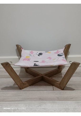 Ladin Ayaklı 20 x 50 cm Sepet Kedi Yatağı Beyaz - Pembe