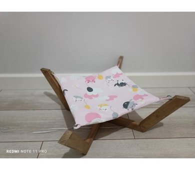 Ladin Ayaklı 20 x 50 cm Sepet Kedi Yatağı Beyaz - Pembe