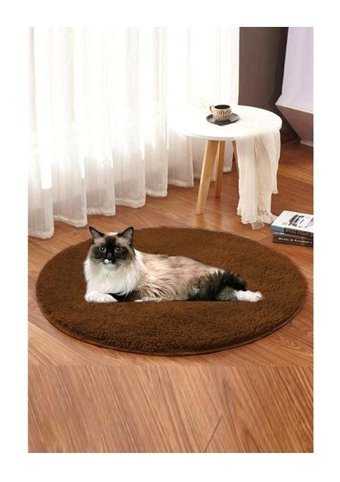 Bundera Yıkanabilir 50 x 50 cm Simit Kedi Yatağı Kahverengi