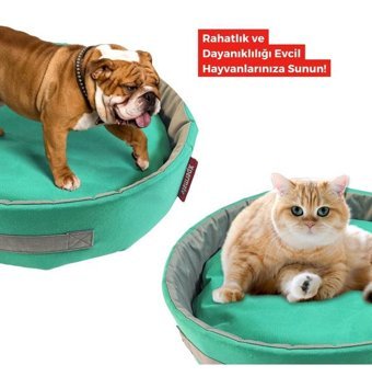 Xpermate 55 cm Simit Kedi Yatağı Gri - Turkuaz
