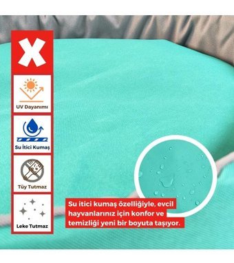 Xpermate 55 cm Simit Kedi Yatağı Gri - Turkuaz