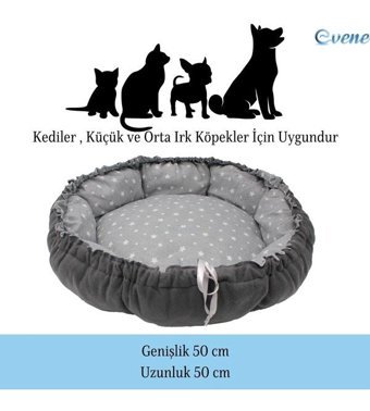 Evene Yıkanabilir 50 cm Sepet Kedi Yatağı Pembe