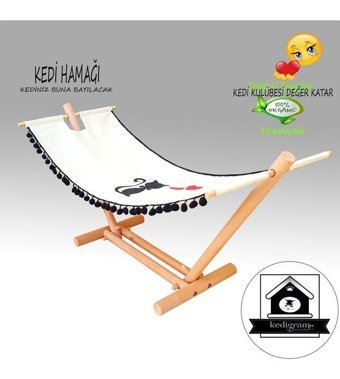 Kedigram Kedi Kulübesi Sallanan Ayaklı 33 x 93 cm Sepet Kedi Yatağı Ekru