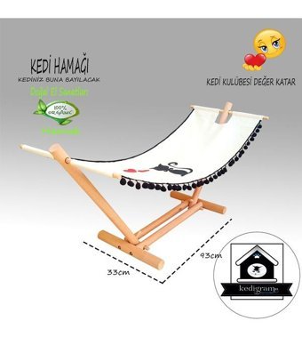 Kedigram Kedi Kulübesi Sallanan Ayaklı 33 x 93 cm Sepet Kedi Yatağı Ekru