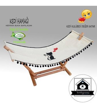 Kedigram Kedi Kulübesi Sallanan Ayaklı 33 x 93 cm Sepet Kedi Yatağı Ekru