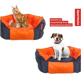 Xpermate Biscuit 60 x 55 x 28 cm Sepet Kedi Yatağı Kırmızı - Lacivert