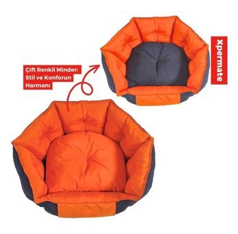 Xpermate Biscuit 60 x 55 x 28 cm Sepet Kedi Yatağı Kırmızı - Lacivert