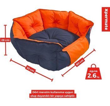Xpermate Biscuit 60 x 55 x 28 cm Sepet Kedi Yatağı Kırmızı - Lacivert