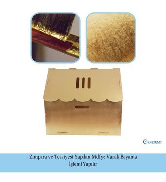 Evene 50 x 35 cm Üstü Kapalı Kedi Yatağı Altın
