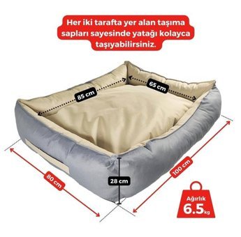 Xpermate Yıkanabilir 80 x 100 cm Sepet Kedi Yatağı Antrasit