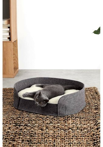 Bundera 50 x 33 cm Sepet Kedi Yatağı Gri
