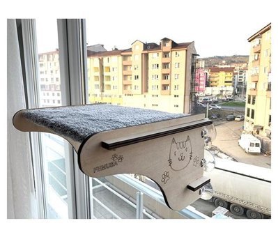 Femusa Vantuzlu 45 x 30 cm Sepet Kedi Yatağı Ahşap