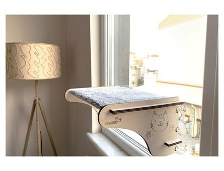 Femusa Vantuzlu 45 x 30 cm Sepet Kedi Yatağı Ahşap