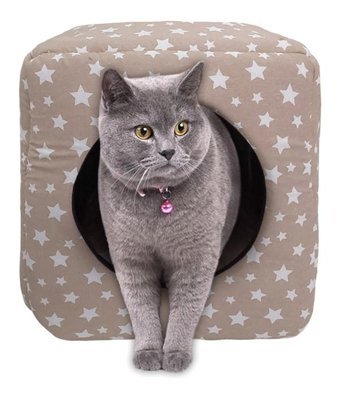 Patiderm Yıkanabilir 40 x 40 x 40 cm Üstü Kapalı Kedi Yatağı Bej