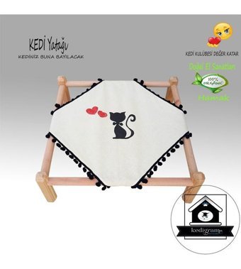 Kedigram Kedi Kulübesi Sallanan Ayaklı 50 x 50 cm Sepet Kedi Yatağı Ekru