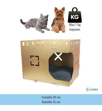 Evene Ayaklı 50 x 35 cm Sepet Kedi Yatağı Altın