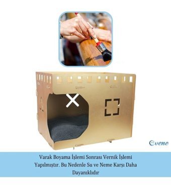 Evene Ayaklı 50 x 35 cm Sepet Kedi Yatağı Altın