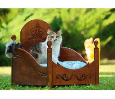 Mandu Ayaklı 50 x 50 cm Sepet Kedi Yatağı Kahverengi