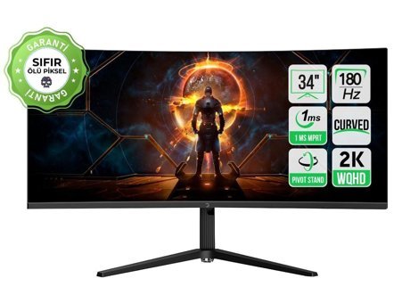 Gamepower WQ34 180 Hz 1 ms 34 inç 3440 x 1440 px Kavisli VA HDMI UWQHD LED Oyuncu Monitör