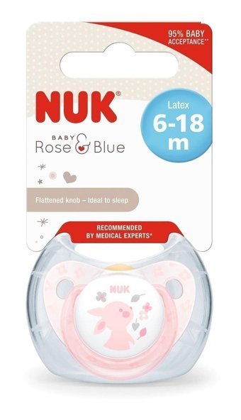 Nuk 734035 6-18 Ay Delikli Ortodontik Yenidoğan Damaklı Kauçuk Emzik Pembe