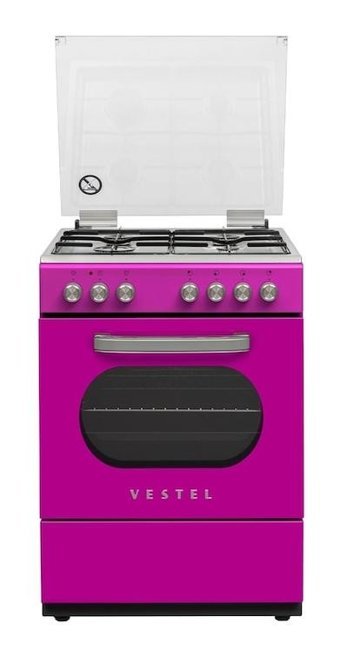Vestel SF 8400 66 lt A Enerji Sınıfı Analog Retro Doğalgaz Ocaklı Tam Boy Solo Fırın Pembe