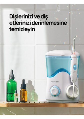 Neutron Kablolu Şarjlı Basınç Kontrollü 360° Dönebilen 2 Başlıklı Ağız Duşu Beyaz
