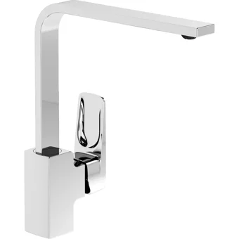 Artema A42753 Root Square Çift Girişli Aç Kapa Eviye Bataryası Gümüş