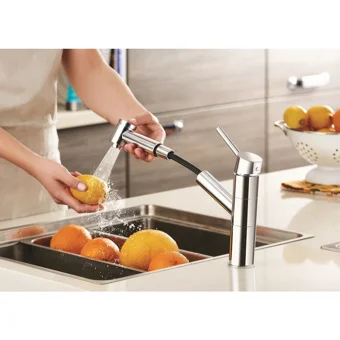 Artema Harmony Xl A42147 Spiralli Kuğu Çift Girişli Aç Kapa Eviye Bataryası Gümüş