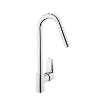 Artema X-Line A42115 Kuğu Çift Girişli Aç Kapa Eviye Bataryası Gümüş