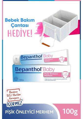Bepanthol Baby Vitaminli Parfümsüz Parabensiz Pişik Kremi 100 gr + Bebek Bakım Çantası