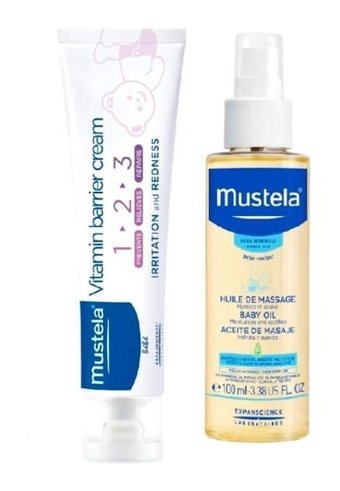 Mustela Baby 1.2.3 Vitamin Barrier Parfümsüz Parabensiz Pişik Kremi 100 ml + Bebek Yağı 100 ml