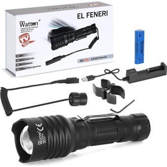 Watton WT-620 Tg-10 Basmalı Uzun Menzilli LED Şarjlı El Feneri
