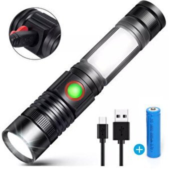 Watton WT-601 Basmalı Uzun Menzilli LED Şarjlı El Feneri Siyah