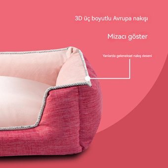 Oloey Yıkanabilir Tek Fonksiyonlu 45x13x33 cm Sepet Kedi Yatağı Kırmızı