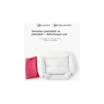 Oloey Yıkanabilir Tek Fonksiyonlu 38x38x43 cm Sepet Kedi Yatağı Kavuniçi