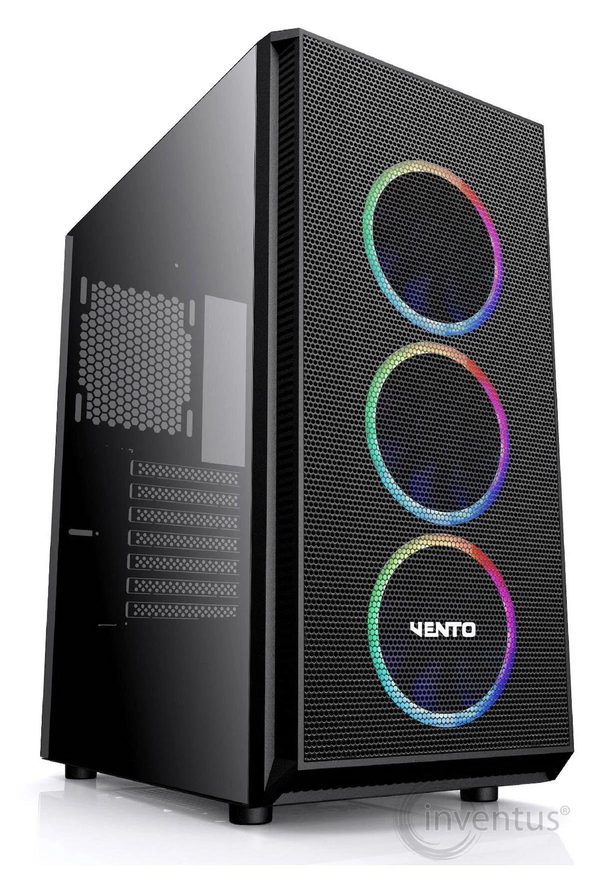 Vento VG07F RGB Mesh Sıvı Soğutmalı 4 Fanlı Siyah Dikey Kullanım ATX Oyuncu Bilgisayar Kasası