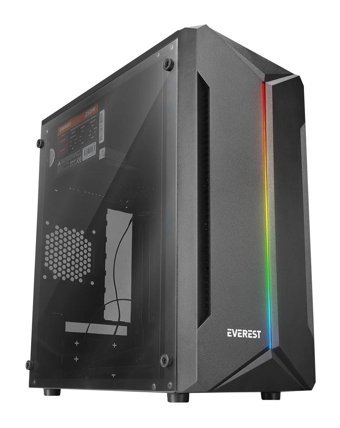Everest Saber RGB Fansız Siyah 250 W Dikey Kullanım Micro ATX Oyuncu Bilgisayar Kasası