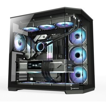 Gamepower Warcry RGB Sıvı Soğutmalı 1 Fanlı Siyah Dikey Kullanım E-ATX Oyuncu Bilgisayar Kasası
