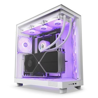 Nzxt H Series H6 Flow Cc-h61fw-01 RGB 3 Fanlı Beyaz Dikey Kullanım ATX Oyuncu Bilgisayar Kasası