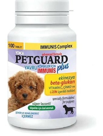 Petguard Immunis D Vitamini C Vitamini B Vitamini Köpekler İçin Kemik Eklem Tüy Sağlığı İçin 100 Tablet Tablet Köpek Vitamini